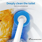 SOPAMI Wall Mount Disposable Toilet Brush Kit with 16/32 Replaceable Brush Heads Rotating Universal Brush Head All Round Deep Clean Toilet Bowl Gap Odor Reducing Mess-Free Small Bathroom Supply