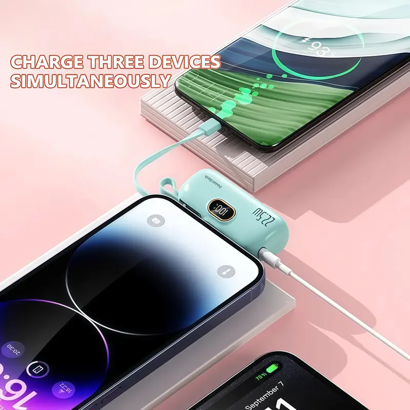 22.5W Fast Charge Magnetic Power Bank – 5000mAh Pocket-Sized Battery Pack with Dual Ports (USB-C & USB-A) & Digital Display, Compatible with iPhone 11–17