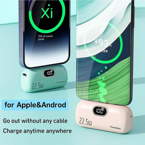 22.5W Fast Charge Magnetic Power Bank – 5000mAh Pocket-Sized Battery Pack with Dual Ports (USB-C & USB-A) & Digital Display, Compatible with iPhone 11–17